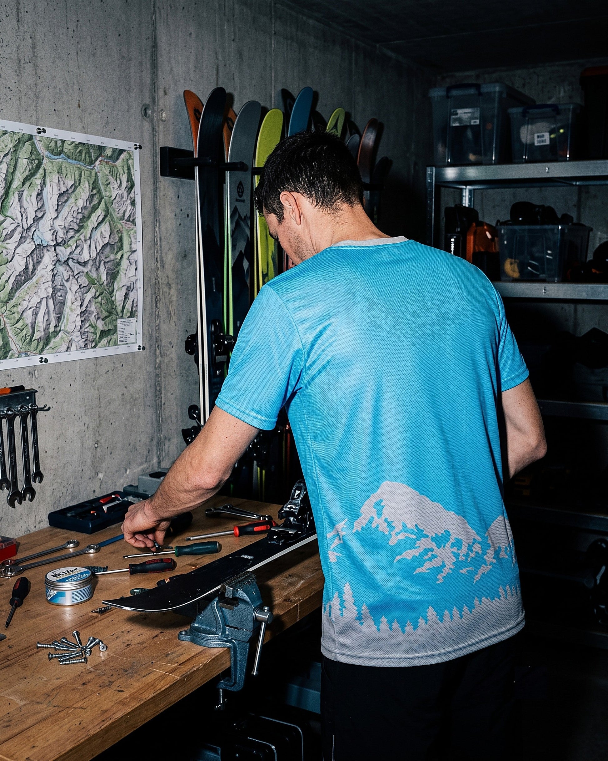 Off Piste Graphic Athletic Tee – Performance in White, story view — Off Piste Alpine Tech collection