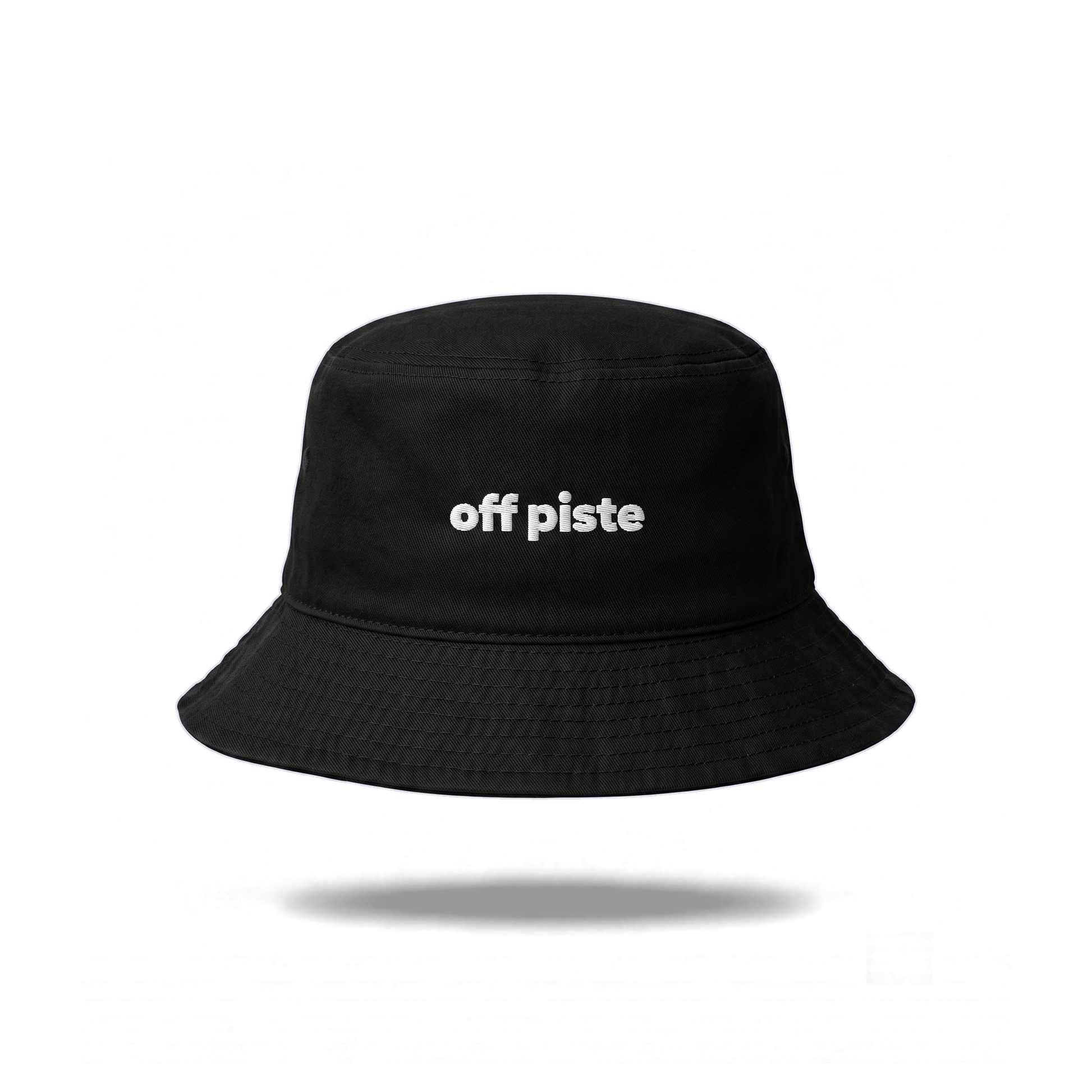 Off Piste Ski Bucket Hat in Black, front view