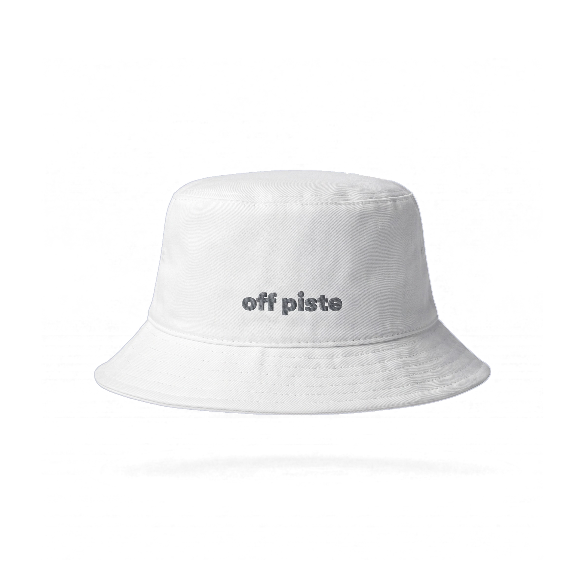 Off Piste Ski Bucket Hat in White, front view