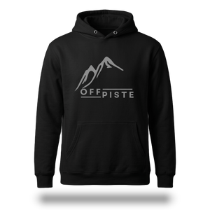 Off Piste Logo Ski Hoodie in Black, front view