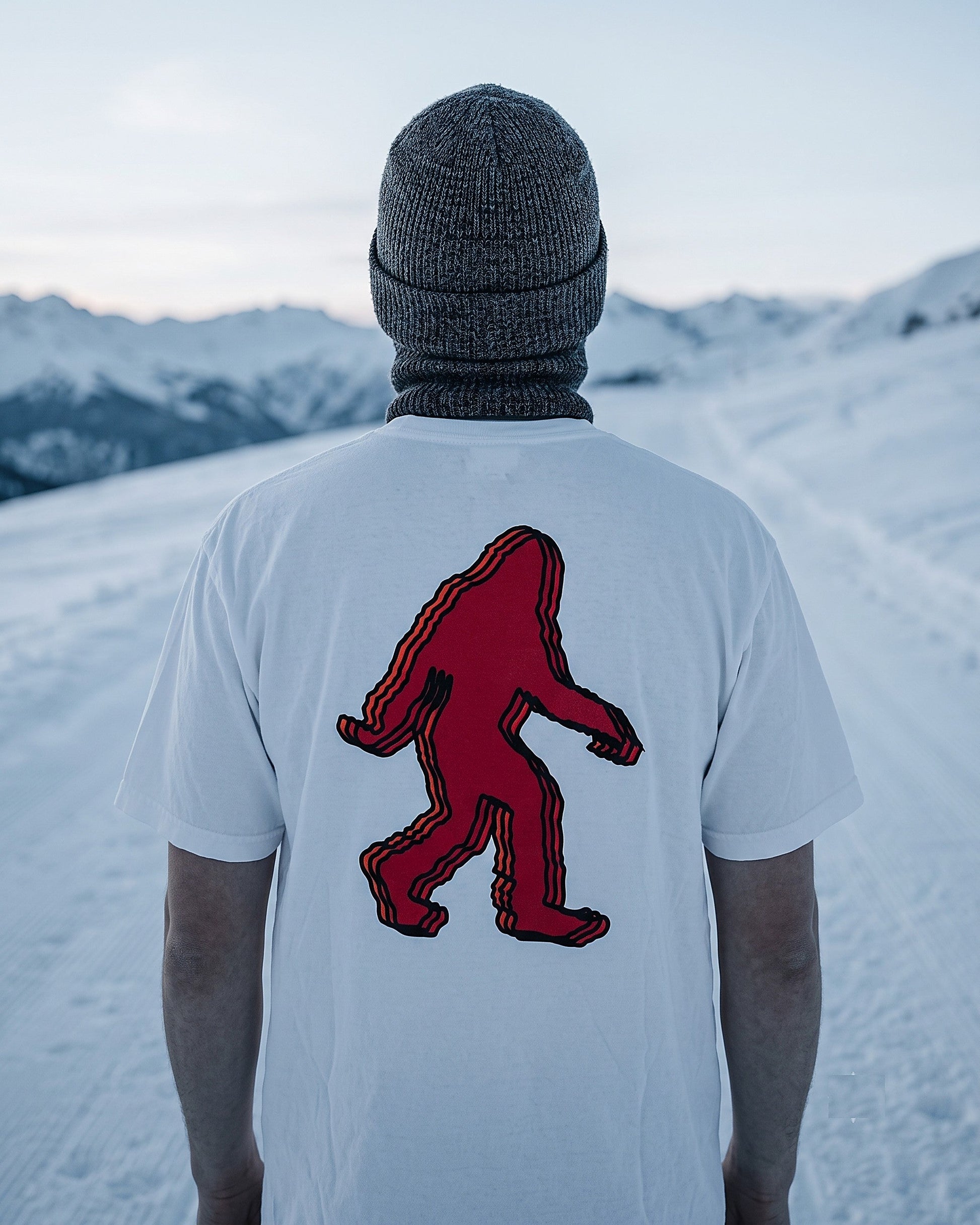 Off Piste Sasquatch Ski Tee – Heavyweight Graphic T-Shirt in White, story view — Off Piste Alpine Tech collection