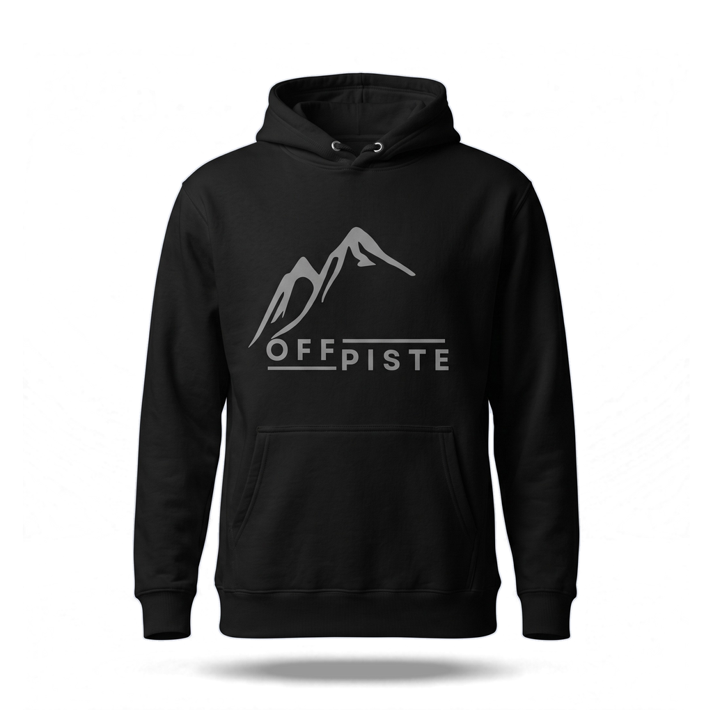 Off Piste Logo Ski Hoodie in Black, front view