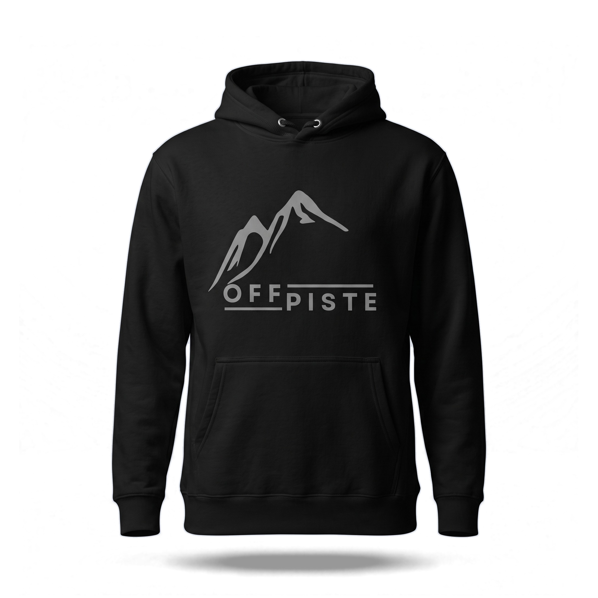 Off Piste Logo Ski Hoodie in Black, front view