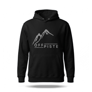 Off Piste Logo Ski Hoodie in Black, front view