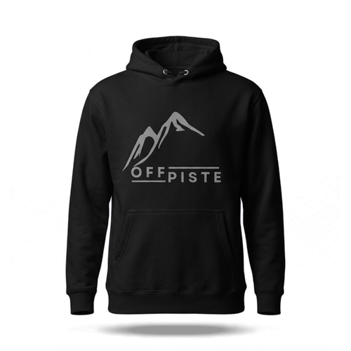 Off Piste Logo Ski Hoodie in Black, front view