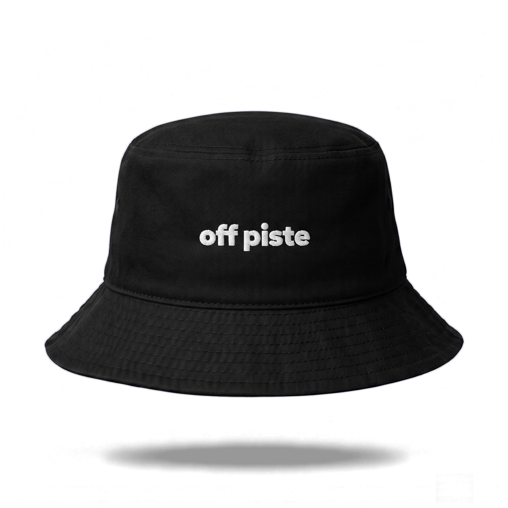 Off Piste Ski Bucket Hat in Black, front view