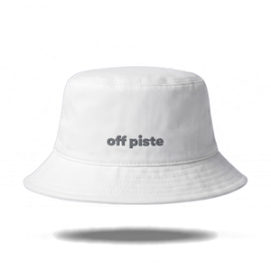 Off Piste Ski Bucket Hat in White, front view