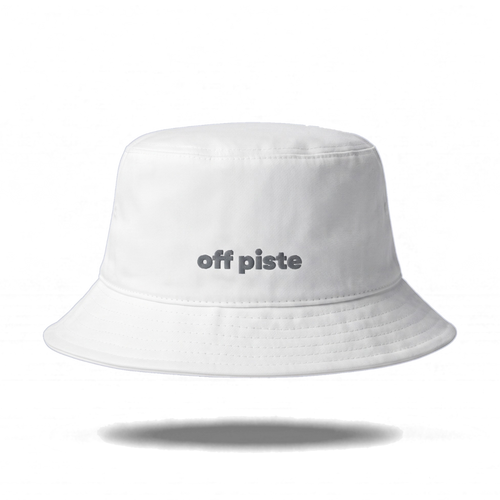 Off Piste Ski Bucket Hat in White, front view