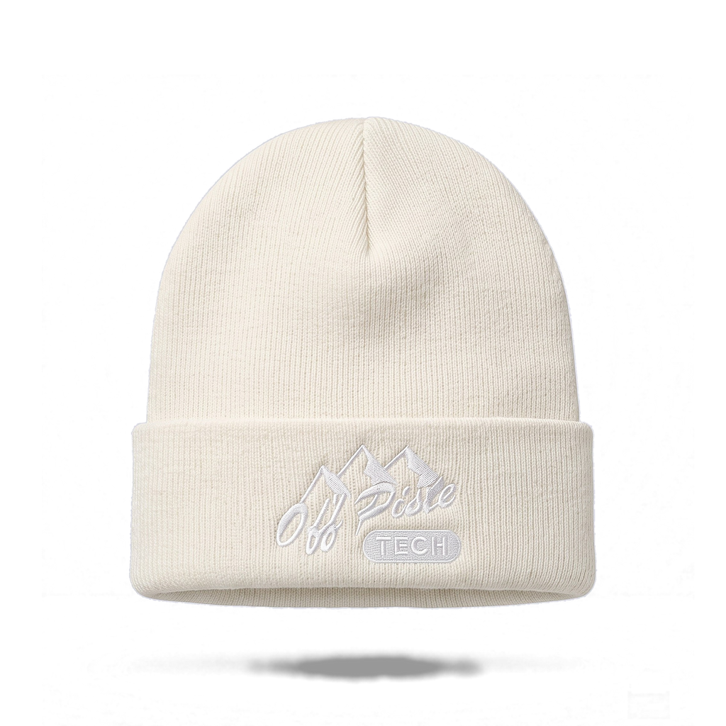 Off Piste Ski Beanie in Beige, front view