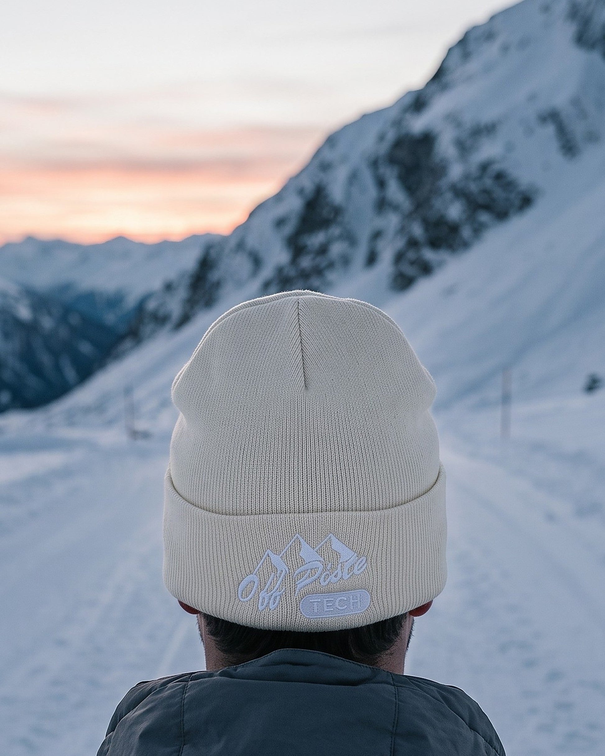 Off Piste Ski Beanie – Winter Hat in Beige, story view — Off Piste Alpine Tech collection